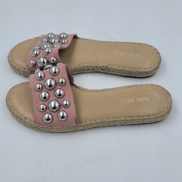 Nine West Pink Even Studded Espadrille Slide Sandals Size 7.5 - Picture 10 of 11